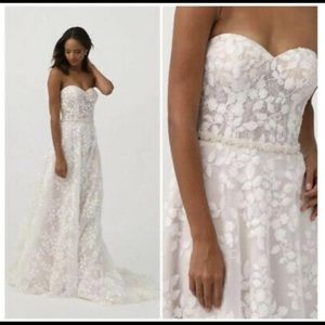 BHLDN Ivory and Nude Whispers & Echoes Olson Gown Feminine Wedding Dress